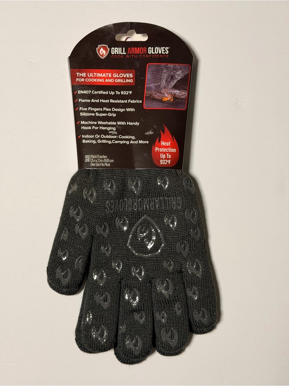 Grill Armor Gloves 932°F Heat Resistant BBQ Grilling Oven Gloves Black New